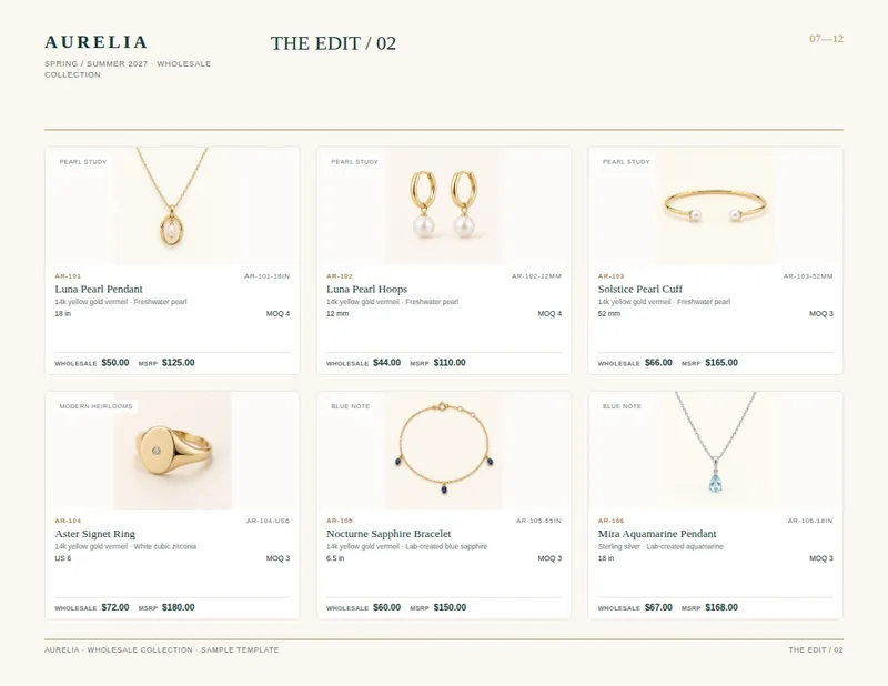 Jewelry Line Sheet Template — page 3