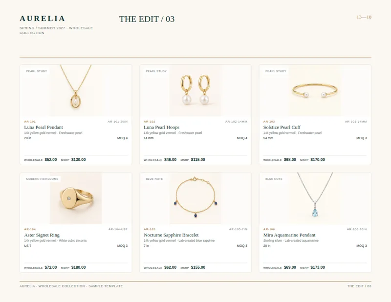 Jewelry Line Sheet Template — page 4