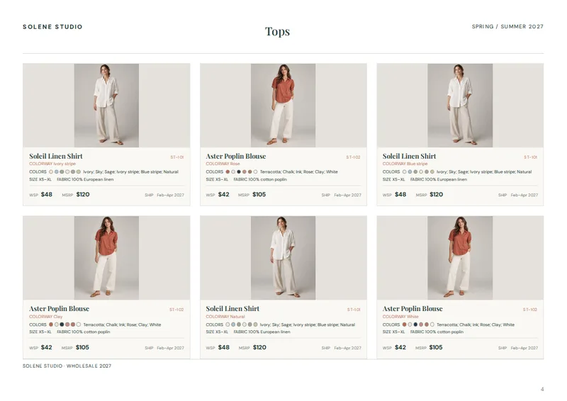 Wholesale Apparel Line Sheet Template — page 4