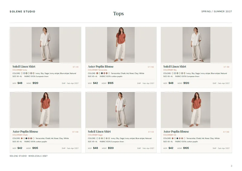 Wholesale Apparel Line Sheet Template — page 3
