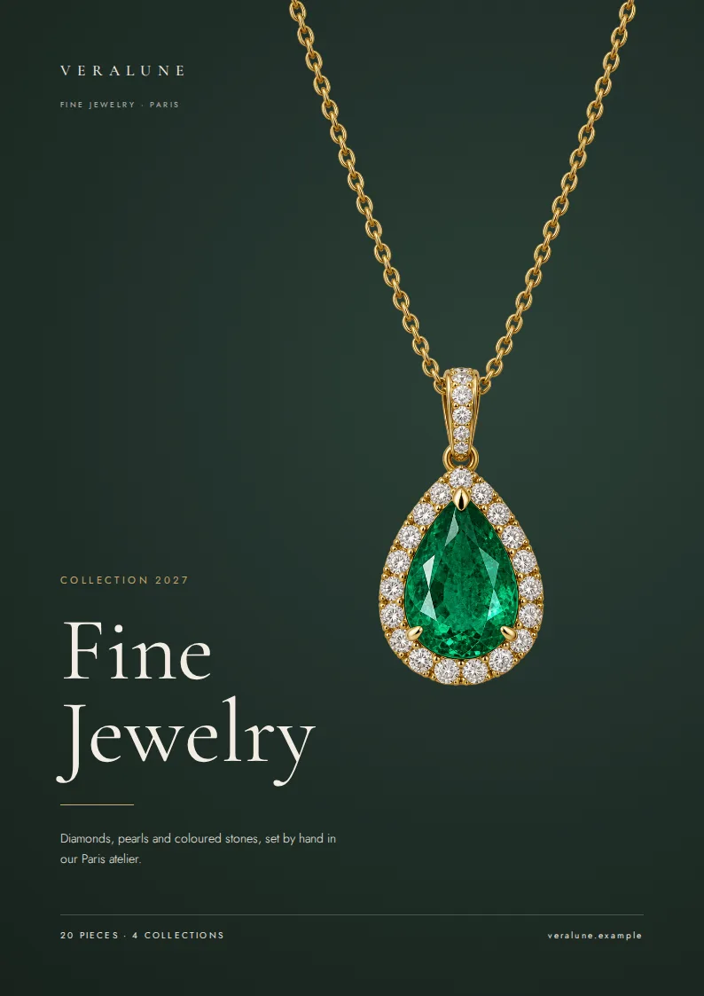 Fine Jewelry Product Catalog Template — cover page