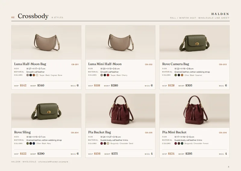 Handbag Line Sheet Template — page 4