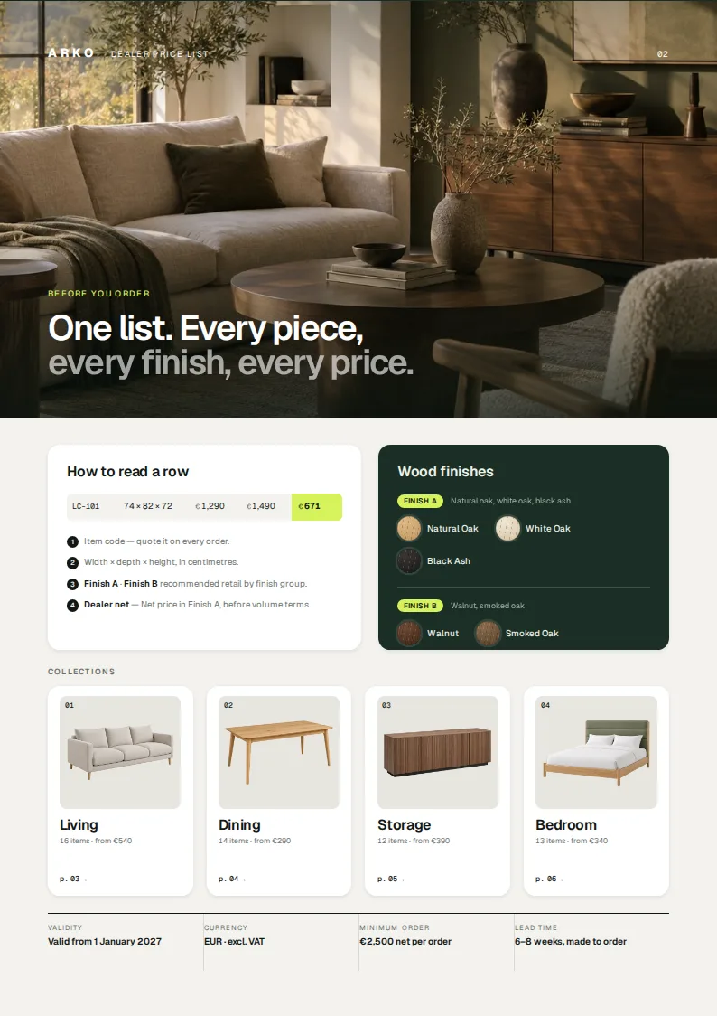 Furniture Dealer Price List Template — page 2