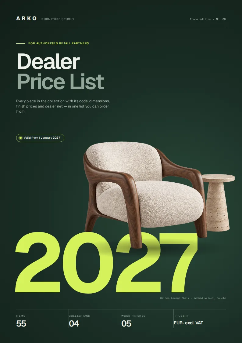 Furniture Dealer Price List Template — cover page